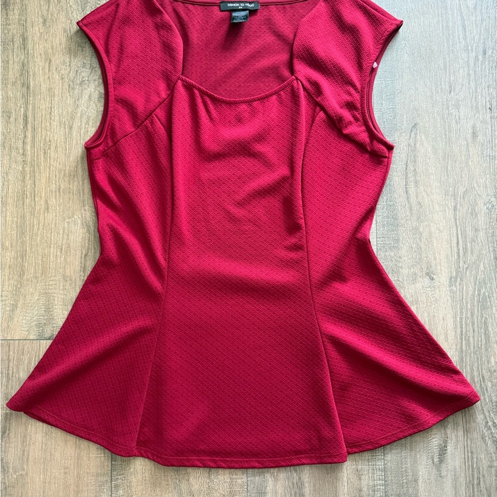 Fashion to Figure Red Fitted Sleeveless Blouse
